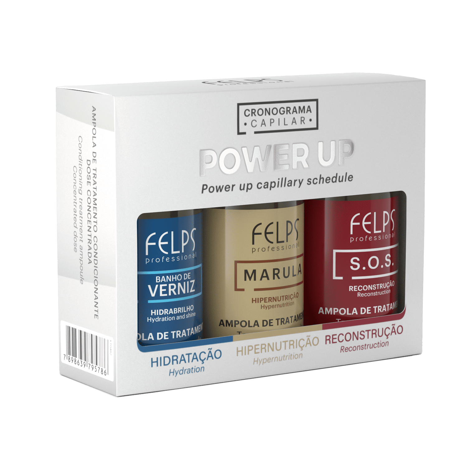 2bebc807d_7898639795786-CartuchoCronograma_ampola_15mL_Lateral21 Felps - Cronograma Capilar Power Up Ampoules - Image 1