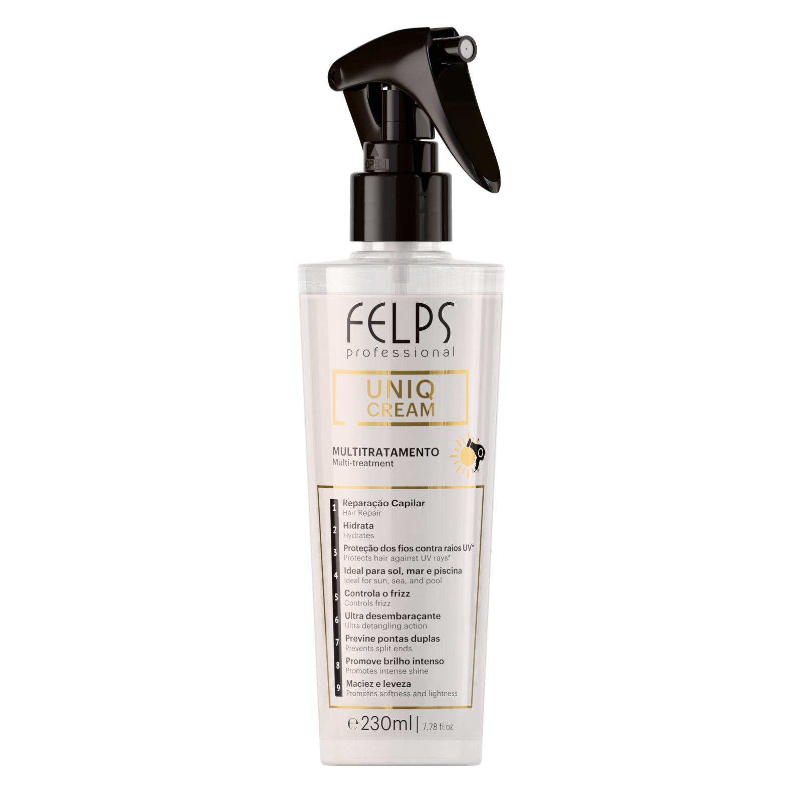 540cccc52_7898639792426-UniqCream_230mL_frente Felps - Uniq Cream Hair Treatment 9 in 1 - Image 1