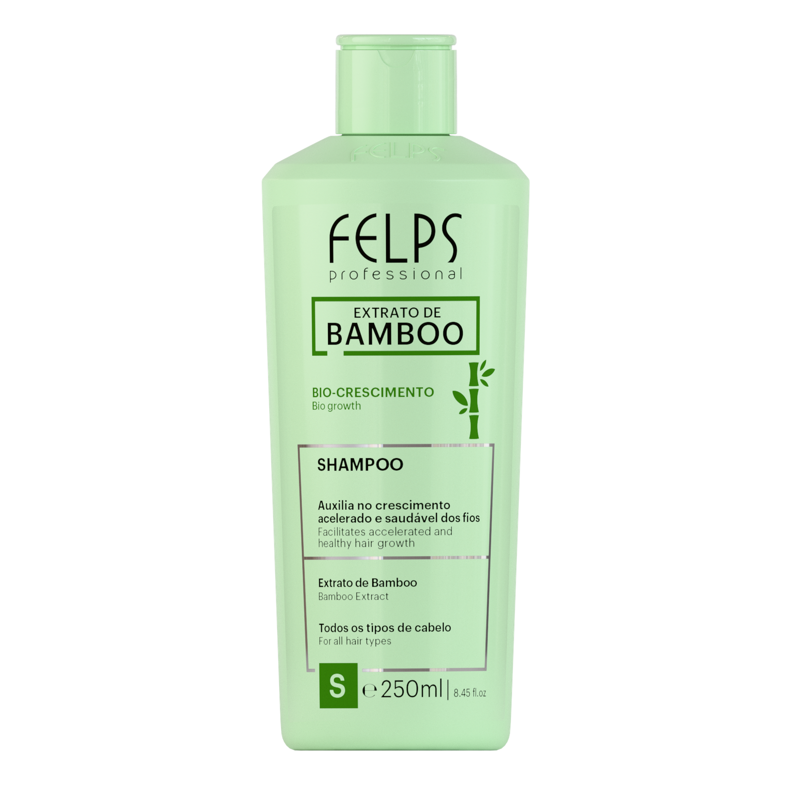 92089fd32_7898639790668-Bamboo_Shampoo_250mL_frente Felps - Extrato De Bamboo Bio Growth Shampoo, Conditioner - Image 1